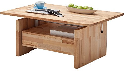 möbelando Couchtisch mit Liftfunktion Wohnzimmertisch Couchtisch Tisch Massivholz Titus