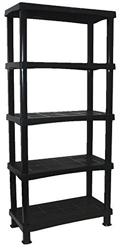 CrazyGadget® Storage Shelving Shelves Unit 5 Tier Racking Plastic for Home Living Room Garage - Extra Large (BLACK) - MADE IN UK
