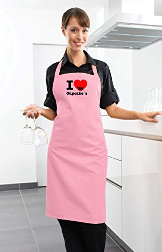 freitex Backschürze/Küchenschürze I Love Cupcake`S - ilc1 (Rosa)