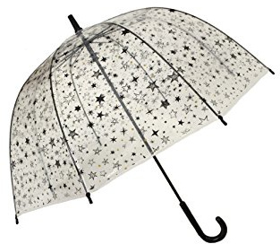 SMATI Transparenter Kinderregenschirm Glocke: Windfest; Durchmesser=69cm; manuell zu öffnen; Mädchenregenschirm; Motiv KID'S STARS.
