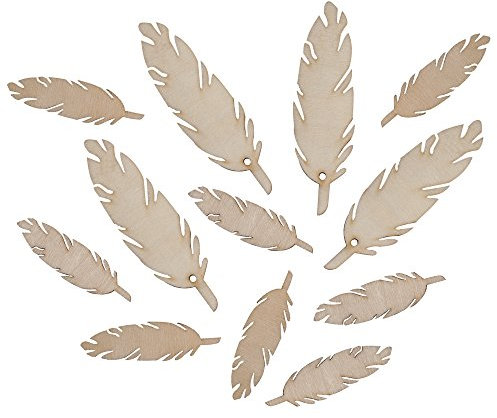 Rayher 56997000 Holz-Federn natur, 7+4cm sortiert, SB-Btl 12Stück