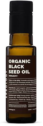 Erbology Organic Black Seed Oil 100ml - 20 Servings - Nigella Sativa - Cold-Pressed - Over 2.5% Thymoquinone - Supports Digestive Health and Immunity - Non-GMO - No Additives or Preservatives