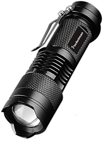 POCKETMAN Mini lampe de poche LED 7W 300 lumens portable lampe de poche Mini Q5 tactique lampe de poche zoom 3 modes d'éclairage
