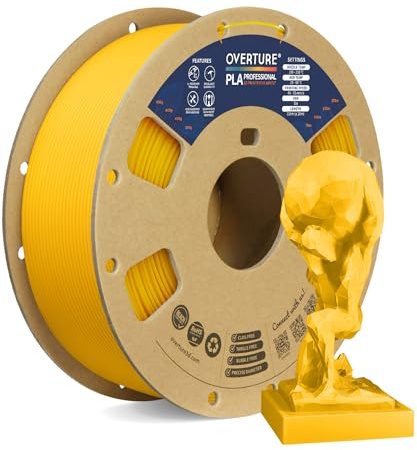 OVERTURE PLA Plus (PLA+) 3D Printer Filament 1.75mm, 1kg Yellow | Stronger & More Durable, 4X Tougher Than Basic PLA, High Quality for Prints, Fits Most FDM Printers (Yellow)