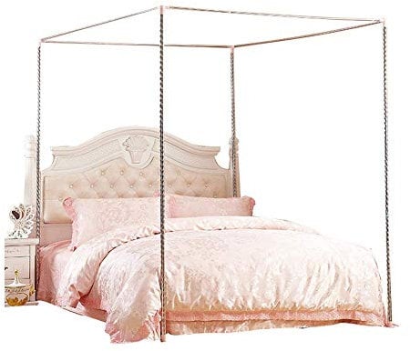 DUXY Moskitonetzhalter Vier Eckbett, Edelstahl Baldachin Moskitonetz Baldachin Rahmen, Gestell für Twin/Full/Queen/California King/King Size,Californiaking,32mm