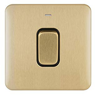 Schneider Electric GGBL4011BSB Lisse DP Interrupteur haute intensité avec voyant LED 1 bouton 50 A Laiton satiné Noir