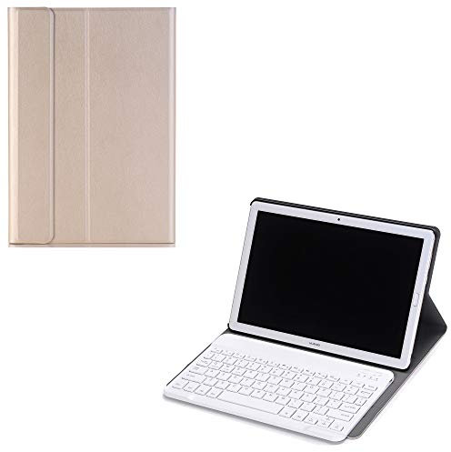 Funda tipo libro con teclado inalámbrico para Huawei MediaPad T3 10, funda protectora sintética con teclado Bluetooth desmontable para Huawei MediaPad T3 10
