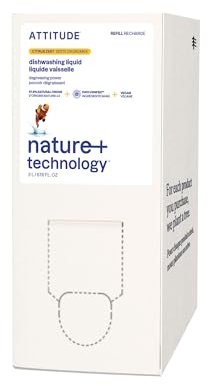 ATTITUDE Recharge Liquide Vaisselle, certifiée EWG, savon à vaisselle végan à base de plantes, d’origine naturelle, parfum Zeste d’Agrumes, 2 L