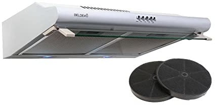BELDEKO - Hotte Casquette/Visière 60 cm BLANC 240 m3/h 2 Filtres à charbon