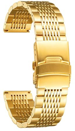 BINLUN Bracelet de Montre en Acier Inoxydable Bracelet Montre en Métal Maille Métallique pour Homme Femme 18mm 19mm 20mm 21mm 22mm 24mm en 5 Couleurs (Noir/Doré/Rose Doré/Argenté/Argenté&Noir)