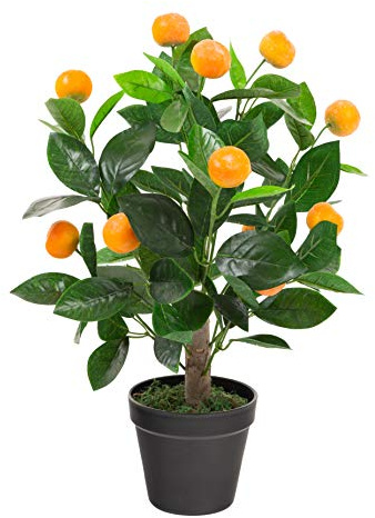 Closer2Nature Artificial 1ft 3'' Mini Orange Tree, Artificial Silk Plant and Tree, Faux Decoration Plants for Indoors in Home, Kitchen, Lounge and Office