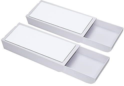 FYSL 2 Pcs Premium Drawer Pen Box, Hidden Desktop Organizer, Self-Adhesive Drawer Pencil Tray, Hidden Under The Table Drawer Storage Box for Office Home School