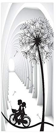 GZHMW Stickers Porte Trompe Loeil 3D Pissenlit Abstrait Placard Chambre Toilette Bain Cuisine pour Décoration Entree,PVC Auto-adhésifs Amovible Papier Peint Porte 77×200cm