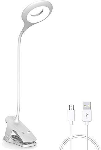 LED-Leselampe Dimmbare Klemmleuchte Arbeitsleuchte (4W, 6500K Tageslicht, 3-stufig dimmbar, extra langer flexibler Schwanenhals), Augenpflege-Klemmleuchte zum Malen, Werkbank, Basteln (White)