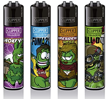 Clipper Classic Large/Micro Feuerzeuge Verschiedene Motive Neue Serie 4er Set + DHB (Players Weed)