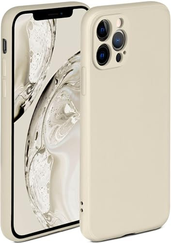 ONEFLOW Soft Case für iPhone 12 Pro Hülle aus Silikon mit Kameraschutz, Silikonhülle mit erhöhtem Schutz fürs Display, Backcover Schutzhülle, weiche Handyhülle, Creme