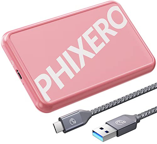 Festplattengehäuse 2,5 Zoll, PHIXERO 6Gbps USB C 3.1 Gen 1 Werkzeugloses Externe SSD Gehäuse für 2,5 Zoll SATA SSD und HDD in Höhe 9.5mm/7mm, UASP unterstützt, SATA Gehäuse mit USB C 3.1 Kabel