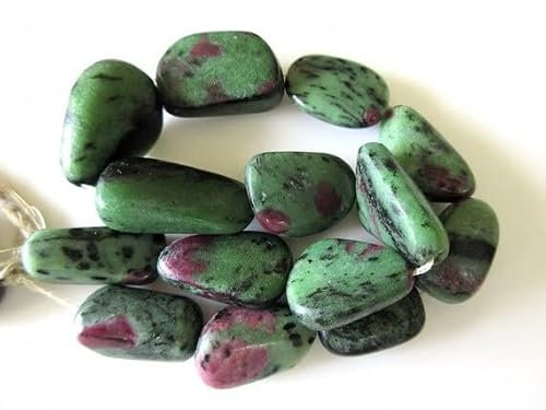 LKBEADS Ruby Zoisite Smooth Tumbles Beads, Natural Ruby Zoisite Tumbles, 22mm To 35mm, 8 Inch