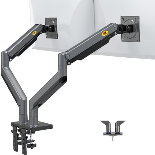NB North Bayou Double Monitor Arm Ultra Wide Full Motion Swivel Monitor Mount with Gas Spring for 22 - 32 Monitors with Load Capacity of 4.4 to 15kg for Any Arm, Height Adjustable Monitor Stand G35