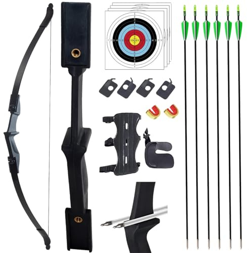 SOPOGER Recurve Bow and Arrow Set for Adults & Youth 20 30 40lb, Takedown Archery Kit for Beginners Right & Left Handed Outdoor Target Practice & Training (20 LBS)