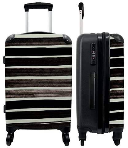 NoBoringSuitcases.com® Koffer groß Trolley Rollkoffer Reisekoffer mit 4 Rollen Fotokoffer - Linien - Dunkel - Grün - Abstrakt - 67x43x25cm - 90 Liter