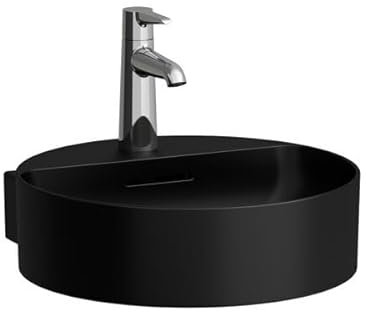 LAUFEN VAL Handwaschbecken, unterbaufähig, ohne Hahnloch, mit Überlauf, 400x425mm, H8112817161091, Farbe: Schwarz Matt