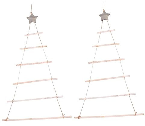 Warmhm 2stücke Hängende Holzleiter Weihnachtsbaum-Dekoration Kreative Wanddeko Für Festliche Anlässe Für Advent Geburtstagsfeiern Und Neujahrsfeiern Praktische Organisation Von