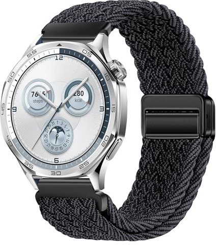 XMUXI Uhrenarmband Kompatibel mit Huawei Watch GT4 armband//GT3/GT3 Pro/GT2e/GT2 Pro/GT2 46mm, Elastisches Gegeflochtenes Smartwatch Bänder 22mm für Garmin Venu 3/Venu 2/Vivoactive 4, Nailon Acero