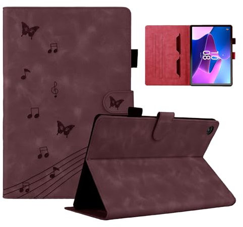 LSPCASA Funda Lenovo Tab M10 Plus 3rd Gen para Lenovo Tab M10 Plus 3rd Gen Patrón De Mariposa Lenovo Tab M10 Plus 3rd Gen Funda con función Atril Rojo