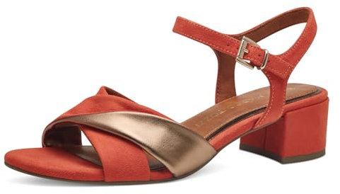 MARCO TOZZI Damen Sandalen mit Absatz mit Verstellbarem Riemen Vegan, Orange (Terracotta Com), 39 EU