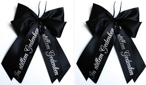 CaPiSo 14 x 20 cm Fiocchi già Pronti Senza Artigianato, Fiocco in Raso, Fiocco in lutto, Fiocco per Auto, Fiocco per Tomba, Tomba, Fiocco per Corona funebre, Corona in lutto, Fiocco per Porta, Nero (