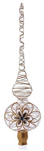 Holyart Puntale Albero Natale Vetro soffiato Bianco/Oro