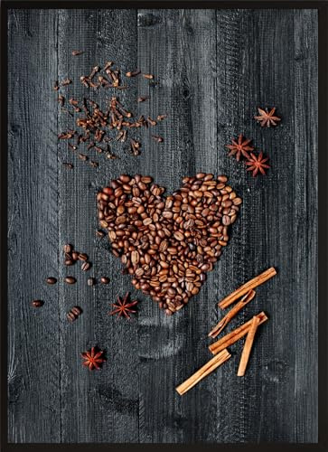 HUBDECO Bild Wanddekoration Poster - Hochwertiges Poster gedruckt auf 200g/m2 Posterpapier - Tolle Zimmerdekoration - Schlafzimmer Bilder - Ohne Ramen - 40x30cm - Kaffeebohne Herz