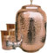 Fashnkart Pure Hammered Copper Water Dispenser With Tap 2 Silver Touch Glass Matka Water Jug Copper Pot Copper Pitcher With Tap 8 Litre