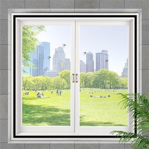 Fliegengitter Für Fenster, Selbstklebendes Moskitonetz Für Fenster, Fliegengitter Fenster, Unsichtbares Fenstergitter, Moskitonetz Fenster Fliegengitter Fenste (130x150cm,Schwarz)