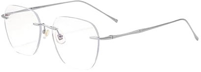 perfk Brillen für Erwachsene, leichte rahmenlose Brille für Freizeit, Shopping, Festival, Silber