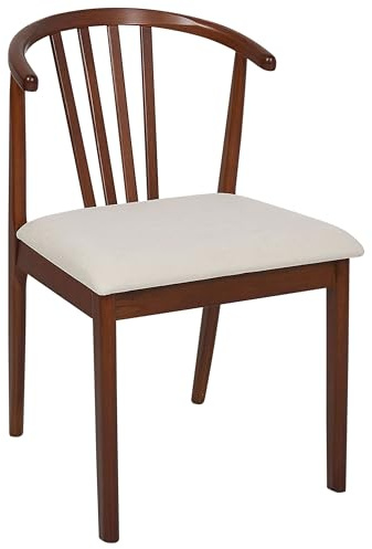 Beliani Esszimmerstuhl 2er Set Holz Dunkelbraun mit Sitzpolster Hellbeige Streben Craig