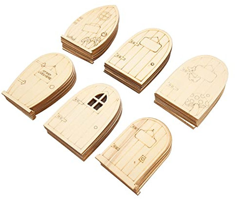 60 Stück Unvollendete Holzornamente, DIY Cartoon-Muster Buchsbaum Handbemalte Holzornamente Zum Bemalen Heimdekorationen