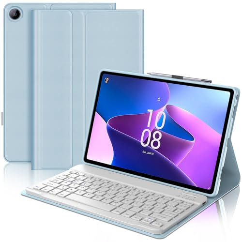 JADEMALL Custodia con Tastiera Lenovo Tab M10 Plus (3rd Generazione) 10.6 2022, Italiano QWERTY-Layout Tastiera Ricaricabile Magnetica per Lenovo Tablet M10 Plus 3a Gen 10.6, Cielo blu