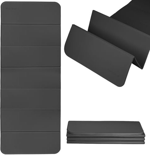 PAIDU Foldable Yoga mat -10mm thick, POE material, portable multi-functional folding mat - comfortable and durable, easy to carry, suitable for outdoor travel, Family and Yoga Fitness (schwarz)