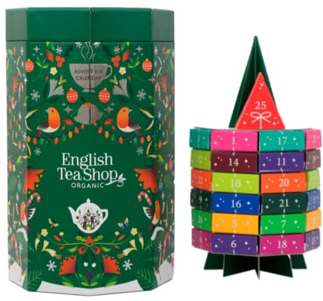 English Tea Shop® | Calendario Avvento Apribile | Albero Avvento 25 Tè e Tisane BIO | Avvento Cofanetto Regalo - 25 Filtri (50 Gr) | Tisane BIO Natale