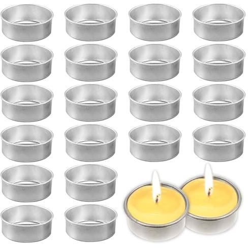 Portavelas de té de metal, 20 unidades, vasos de estaño, portavelas de 40 mm, portavelas plateadas, para Navidad, bodas, decoración de mesa