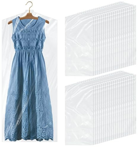 YSWOVUO 45 Stück Kleidersack Transparente 60×140cm, Staubdichter Kleiderschutzhülle aus Verdickt Kunststoff, Hängen Kleiderhülle für Anzüge Kleidung Mäntel Sakkos Hemden Abendkleider Anzugsack