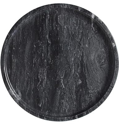 PRETYZOOM Piatto Per Gioielli in Marmo Naturale Nero 20cm, Vassoio Per Frutta Secca e Piatto Da Dessert Per Snack, Per Feste e Uso Domestico