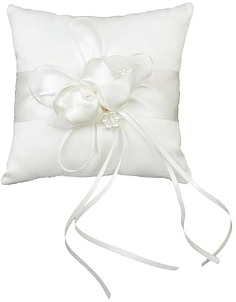 Garneck Hochzeit Ringkissen Mit Eukalyptusdesign - 15 cm - Kissen Für Ringe Ideal Für Trauung Und Verlobungszeremonie Auch Als Hunde Ringkissen Verwendbar Elegantes Satinmaterial