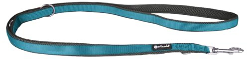 Petlando Hundeleine Magnetech – 3-Fach verstellbare Führleine, Karabiner-Verschluss, besonders leicht, zum Umhängen geeignet – anthrazit/Petrol Größe L 2,3m x 3cm
