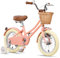 Glerc 16 Zoll Kinderfahrrad, Retro-Cruiser-Mädchenfahrrad für Kinder im Alter von 4-7 Jahren mit Rücktrittbremse & Weidenkorb & Stützrädern, Pfirsich