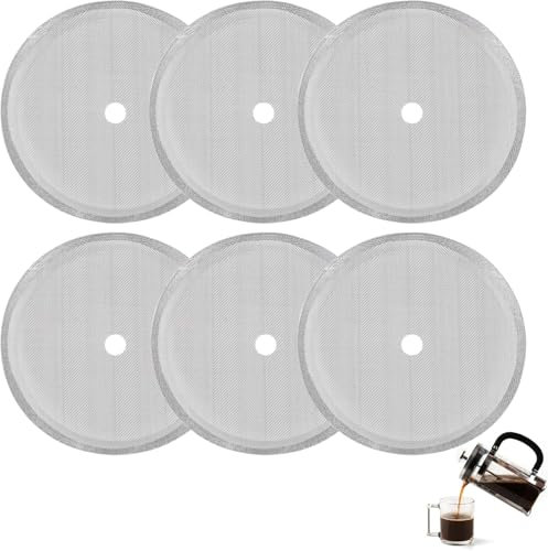 Lot de 6 passoires à cafetière à piston - En acier inoxydable - 1000 ml - 8 tasses - Passoire en maille de qualité supérieure - Compatible avec la plupart des modèles de cafetière à piston