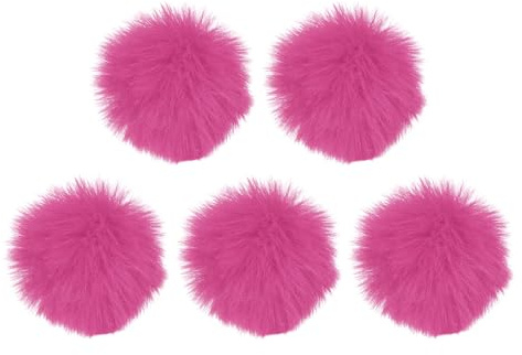sourcing map Furry Microphone Windscreen 10mm x 55mm Mic Cover Windshield for Indoor Outdoor Microphone Rose Pink 5 Pack