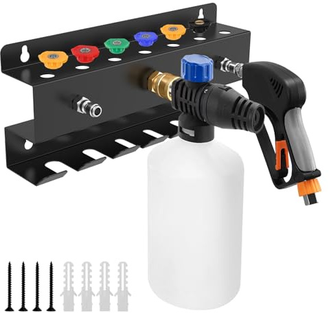 LuLobtg Pressure Washer Gun Holder Wall Mount Foam Cannon Holder 28.5 x 12 x 5 cm Car Wash Accessories Organizer for Wand Nozzle Tip